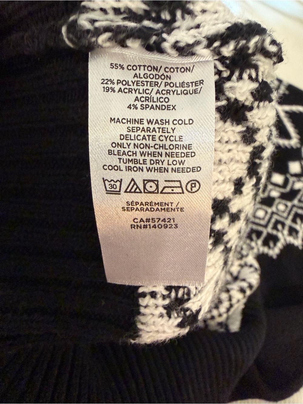 LOFT Petite Fair Isle Sweater Dress Black White Mock Neck Long Sleeve SP - Picture 7 of 7